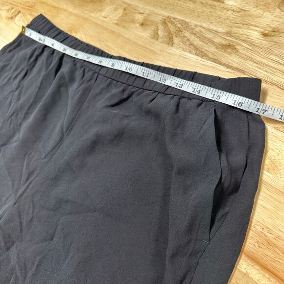 Eileen Fisher NWOT 100% Silk Straight Leg Ankle Pants Black Size M Elastic Waist - Picture 5 of 7
